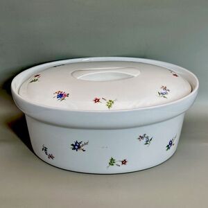 VTG BIA Cordon Bleu Frieda Margot Floral Oval Casserole Dish Lid 10.5” Porcelain